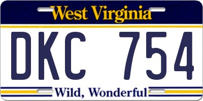 WV license plate DKC754