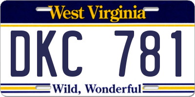 WV license plate DKC781