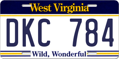 WV license plate DKC784