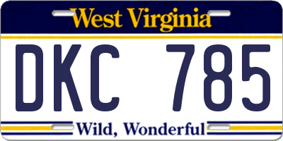 WV license plate DKC785
