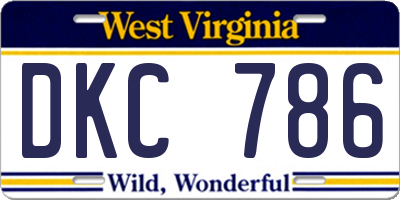 WV license plate DKC786