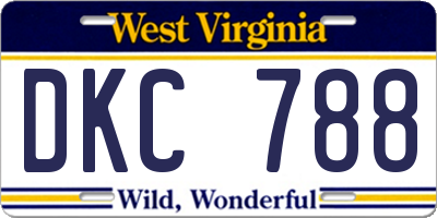 WV license plate DKC788