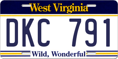 WV license plate DKC791