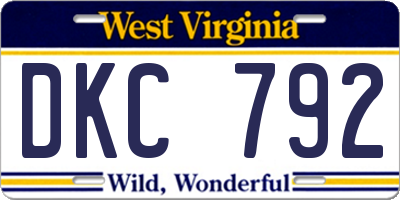 WV license plate DKC792