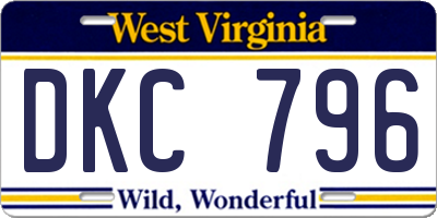 WV license plate DKC796