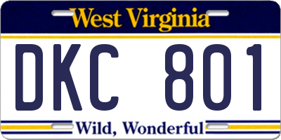 WV license plate DKC801