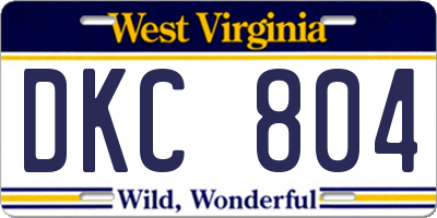 WV license plate DKC804