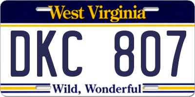 WV license plate DKC807