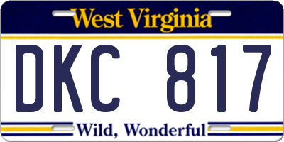WV license plate DKC817