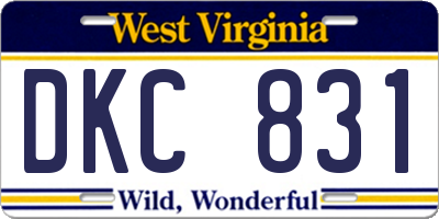 WV license plate DKC831