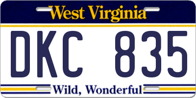 WV license plate DKC835