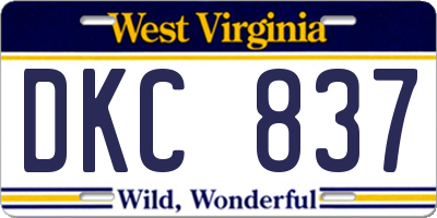 WV license plate DKC837