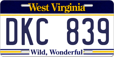 WV license plate DKC839