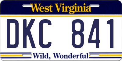 WV license plate DKC841