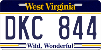 WV license plate DKC844
