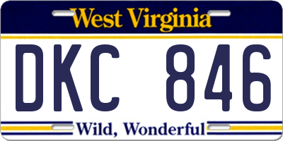 WV license plate DKC846