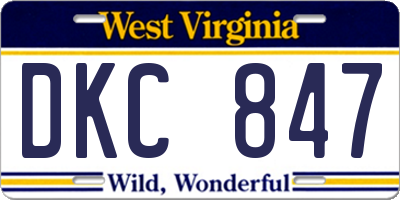 WV license plate DKC847