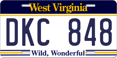 WV license plate DKC848