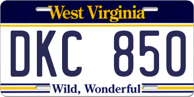 WV license plate DKC850