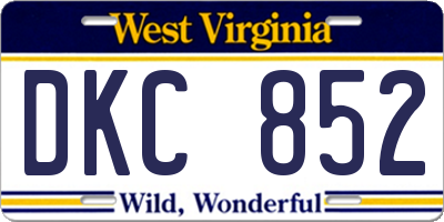 WV license plate DKC852
