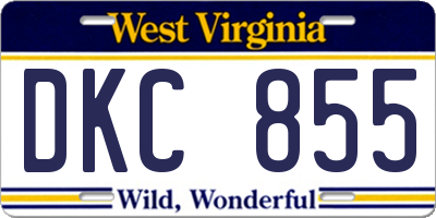 WV license plate DKC855