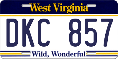 WV license plate DKC857