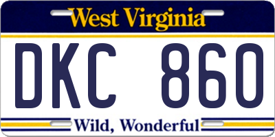 WV license plate DKC860