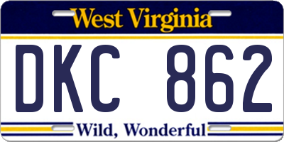 WV license plate DKC862