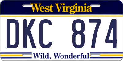 WV license plate DKC874