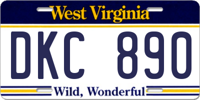 WV license plate DKC890