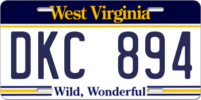 WV license plate DKC894