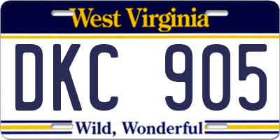WV license plate DKC905