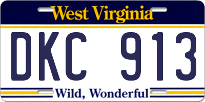 WV license plate DKC913