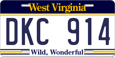 WV license plate DKC914