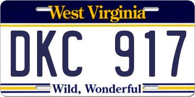 WV license plate DKC917