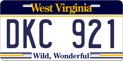 WV license plate DKC921