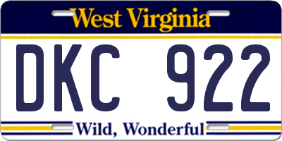 WV license plate DKC922