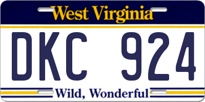 WV license plate DKC924