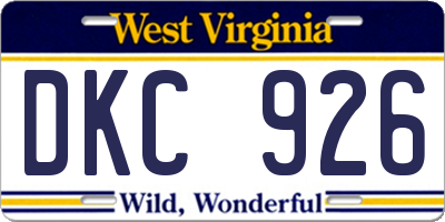 WV license plate DKC926