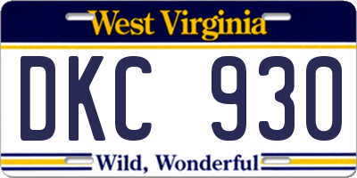 WV license plate DKC930