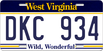 WV license plate DKC934