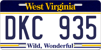 WV license plate DKC935