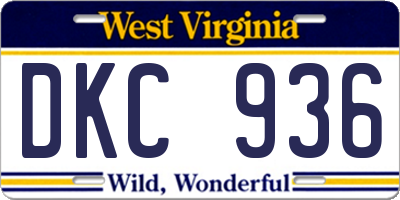WV license plate DKC936