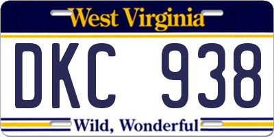 WV license plate DKC938