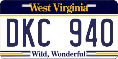 WV license plate DKC940