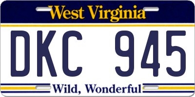 WV license plate DKC945