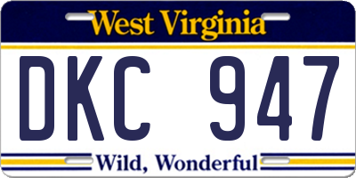 WV license plate DKC947