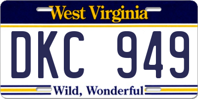 WV license plate DKC949