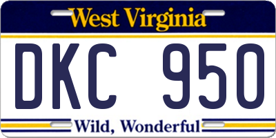 WV license plate DKC950