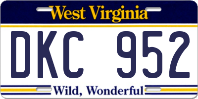 WV license plate DKC952